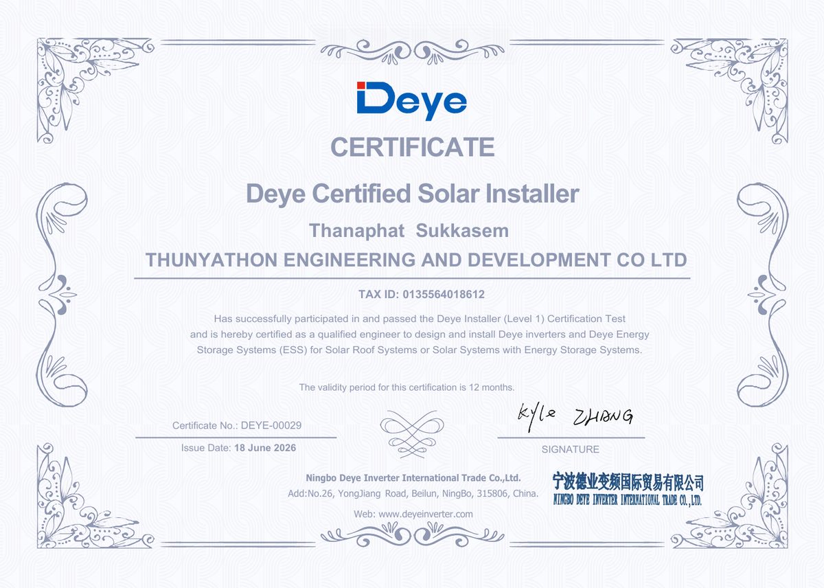 Deye Certified Solar Installer · Deye
